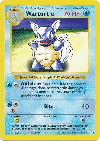 42, Base Set Shadowless Unlimited, Lightning[×2], Normal, Uncommon, Water Wartortle (42/102) [Base Set Shadowless Unlimited] - Trading Card World