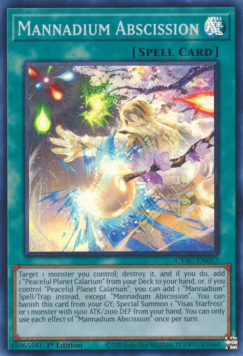 1st Edition, Cyberstorm Access, Normal Spell, Spell, Super Rare Mannadium Abscission [CYAC-EN057] Super Rare - Trading Card World