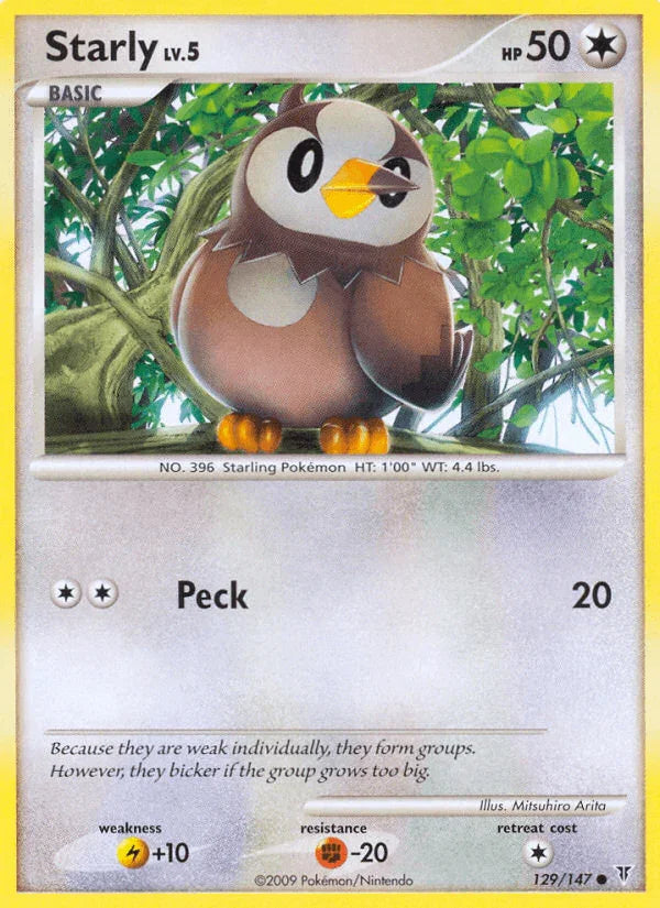 129, Colorless, Common, Fighting[-20], Lightning[+10], Normal, Platinum: Supreme Victors, Reverse Holofoil Starly (129/147) [Platinum: Supreme Victors] - Trading Card World