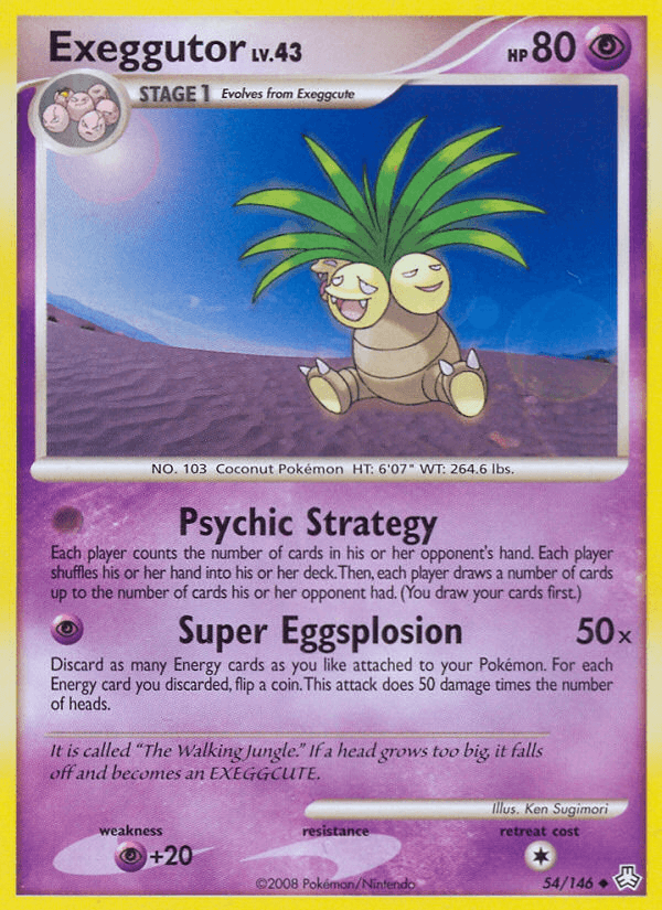 54, Diamond & Pearl: Legends Awakened, Normal, Psychic, Psychic[+20], Reverse Holofoil, Uncommon Exeggutor (54/146) [Diamond & Pearl: Legends Awakened] - Trading Card World