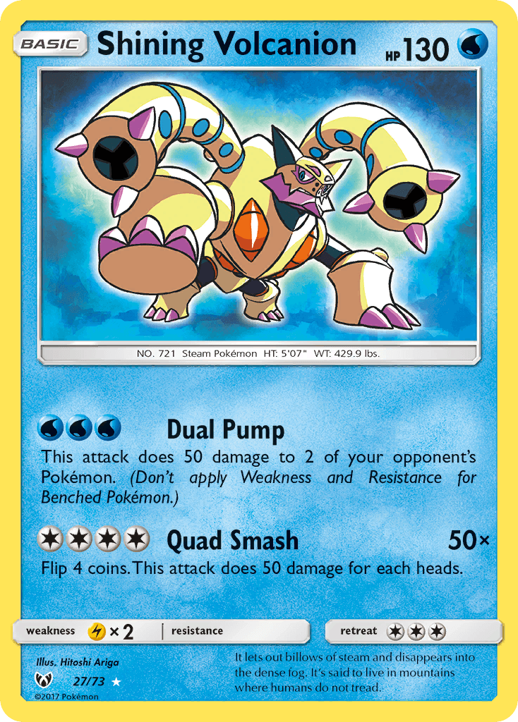 27, Holofoil, Lightning[×2], Sun & Moon: Shining Legends, Ultra Rare, Water Shining Volcanion (27/73) [Sun & Moon: Shining Legends] - Trading Card World