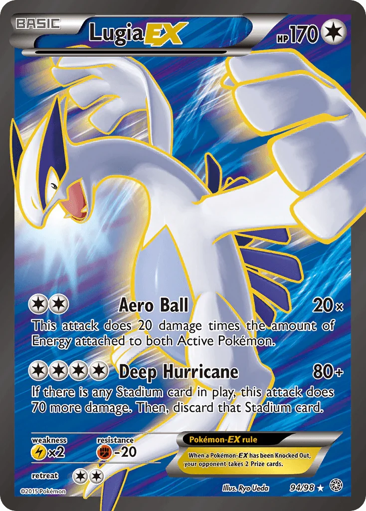 94, Colorless, Fighting[-20], Holofoil, Lightning[×2], Ultra Rare, XY: Ancient Origins Lugia EX (94/98) [XY: Ancient Origins] - Trading Card World