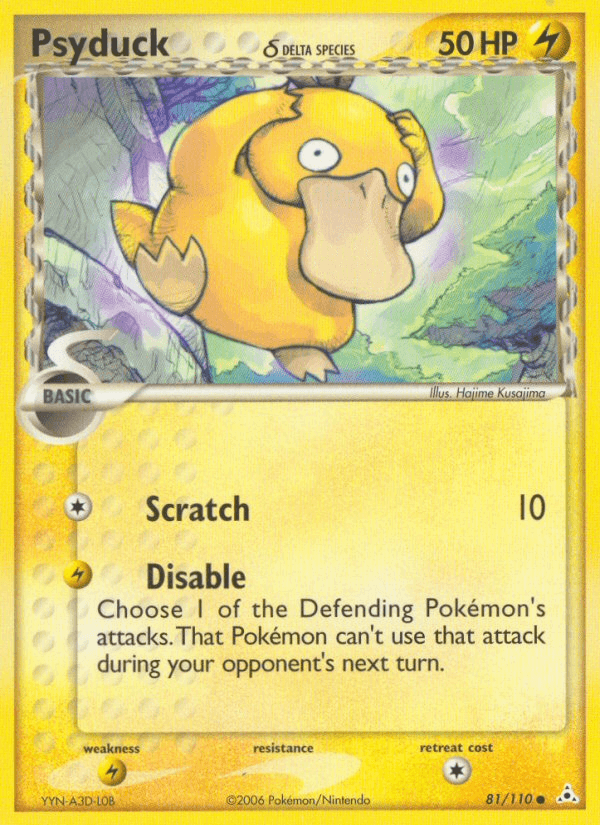 81, Common, EX: Holon Phantoms, Lightning, Lightning[×2], Normal Psyduck (81/110) (Delta Species) [EX: Holon Phantoms] - Trading Card World