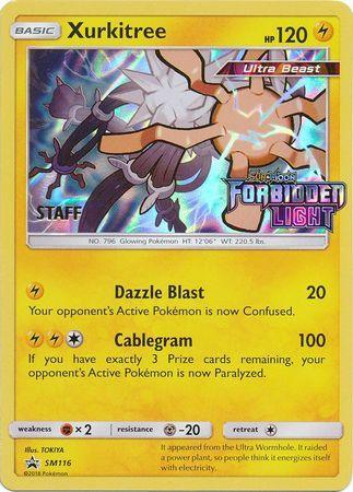 Fighting[×2], Holofoil, Lightning, Metal[-20], Promo, SM116, Sun & Moon: Black Star Promos Xurkitree (SM116) (Staff Prerelease Promo) [Sun & Moon: Black Star Promos] - Trading Card World