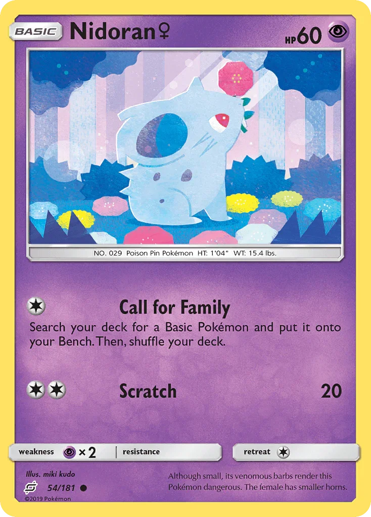 54, Common, Normal, Psychic, Psychic[×2], Reverse Holofoil, Sun & Moon: Team Up Nidoran (54/181) (Female) [Sun & Moon: Team Up] - Trading Card World