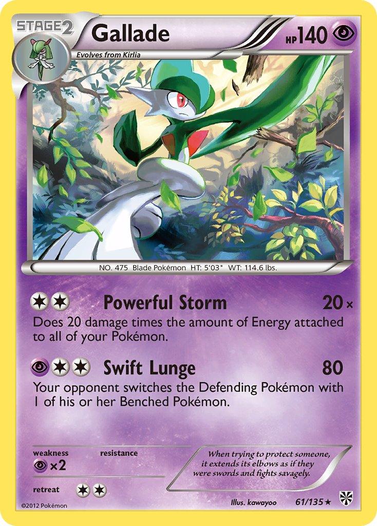 61, Black & White: Plasma Storm, Holo Rare, Holofoil, Psychic, Psychic[×2] Gallade (61/135) (Cosmos Holo) (Blister Exclusive) [Black & White: Plasma Storm] - Trading Card World