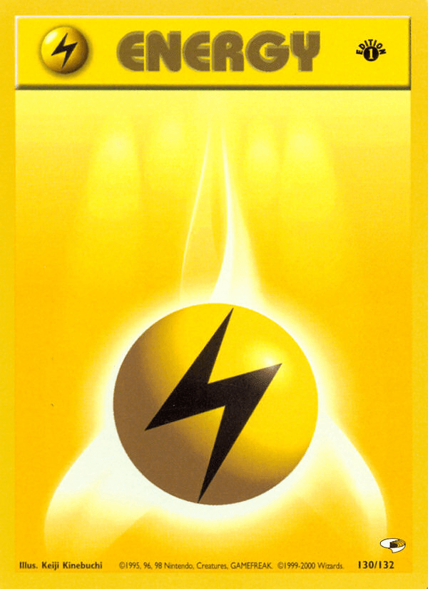 130, 1st Edition Normal, Basic Energy, Common, Gym Heroes 1st Edition Lightning Energy (130/132) [Gym Heroes 1st Edition] - Trading Card World