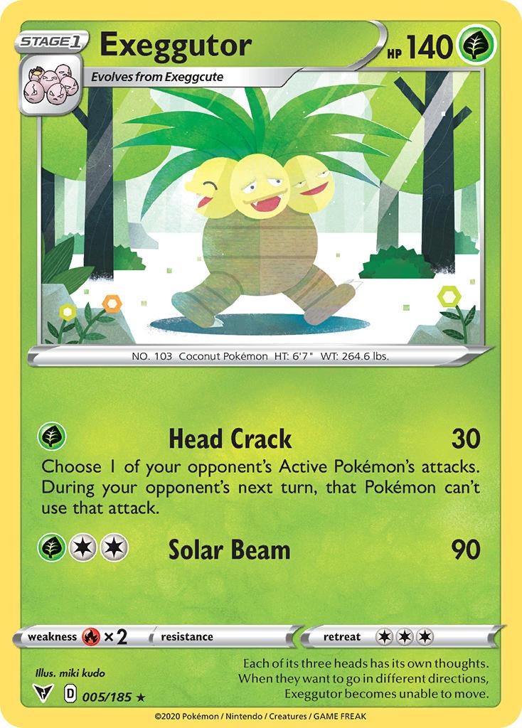 005, Fire[×2], Grass, Normal, Rare, Reverse Holofoil, Sword & Shield: Vivid Voltage Exeggutor (005/185) [Sword & Shield: Vivid Voltage] - Trading Card World