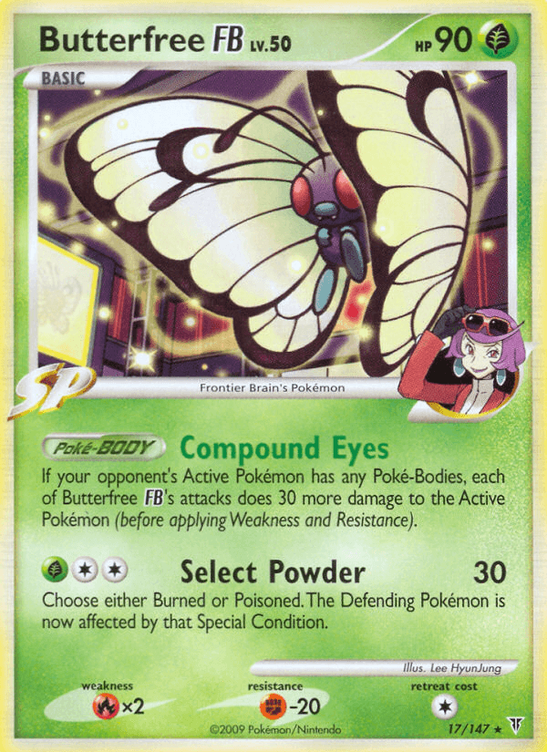 17, Fighting[-20], Fire[×2], Grass, Normal, Platinum: Supreme Victors, Rare, Reverse Holofoil Butterfree FB (17/147) [Platinum: Supreme Victors] - Trading Card World