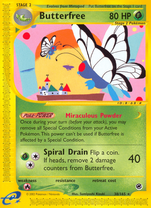 38, Expedition: Base Set, Fire[×2], Grass, Normal, Rare, Reverse Holofoil Butterfree (38/165) [Expedition: Base Set] - Trading Card World