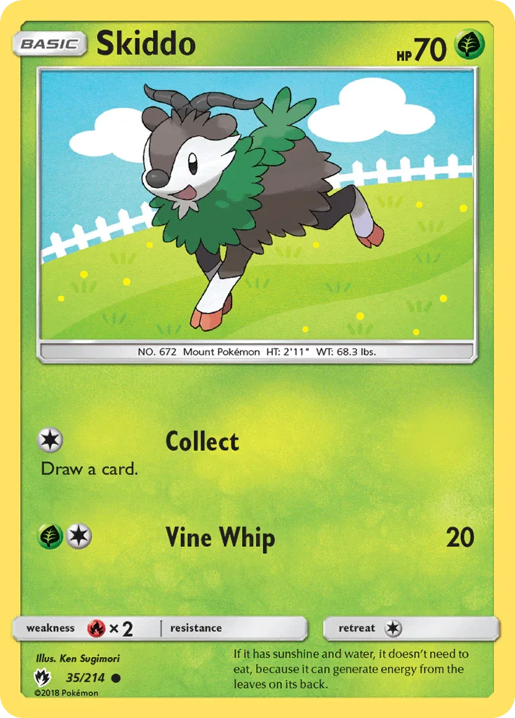 35, Common, Fire[×2], Grass, Normal, Reverse Holofoil, Sun & Moon: Lost Thunder Skiddo (35/214) [Sun & Moon: Lost Thunder] - Trading Card World