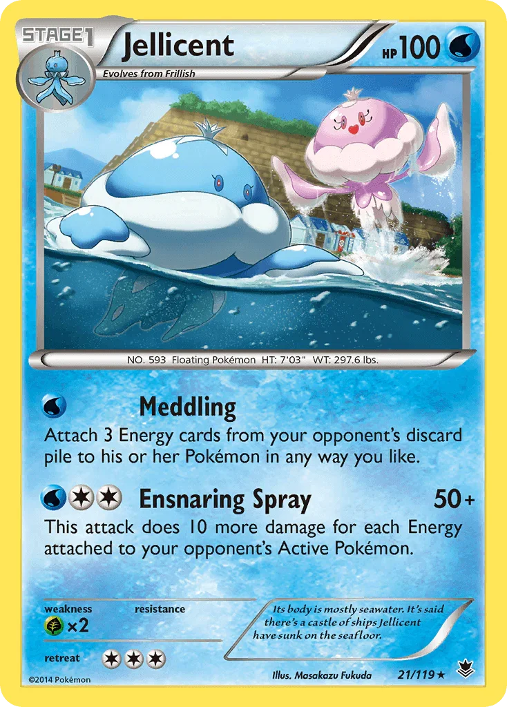 21, Grass[×2], Normal, Rare, Reverse Holofoil, Water, XY: Phantom Forces Jellicent (21/119) [XY: Phantom Forces] - Trading Card World