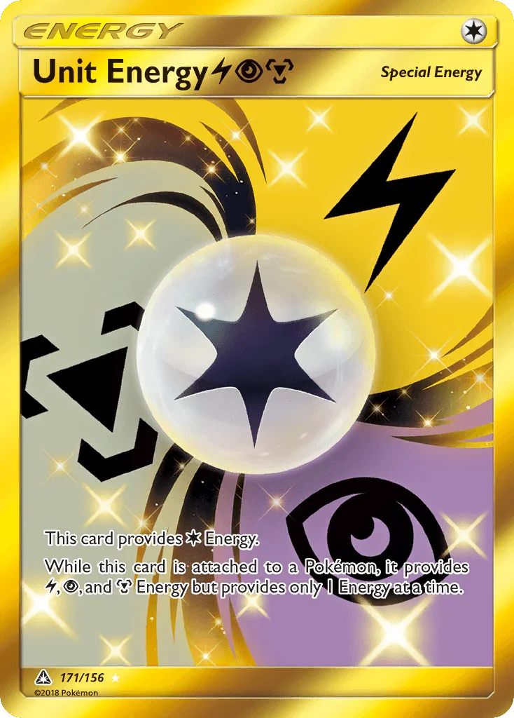 171, Colorless, Holofoil, Secret Rare, Sun & Moon: Ultra Prism Unit Energy (171/156) (Lightning, Psychic, Metal) [Sun & Moon: Ultra Prism] - Trading Card World