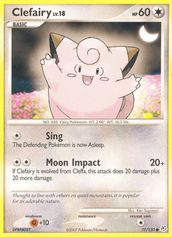 77, Colorless, Common, Diamond & Pearl: Base Set, Fighting[+10], Normal, Reverse Holofoil Clefairy (77/130) [Diamond & Pearl: Base Set] - Trading Card World