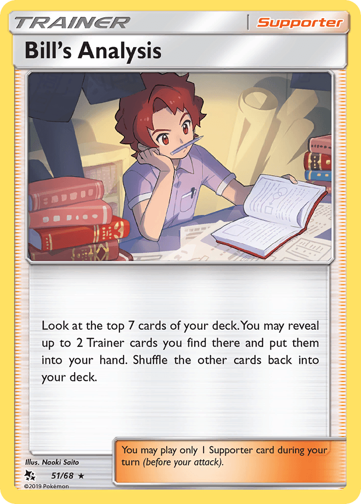 51, Normal, Rare, Reverse Holofoil, Sun & Moon: Hidden Fates, Supporter Bill's Analysis (51/68) [Sun & Moon: Hidden Fates] - Trading Card World