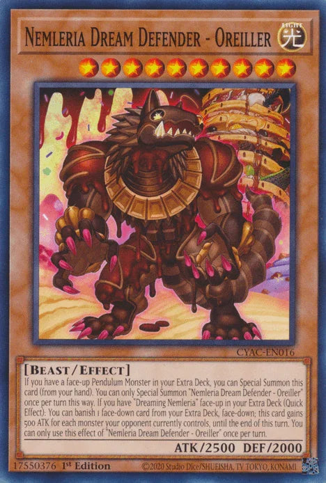 1st Edition, Beast, Common, Cyberstorm Access, Effect Monster, Light Nemleria Dream Defender - Oreiller [CYAC-EN016] Common - Trading Card World