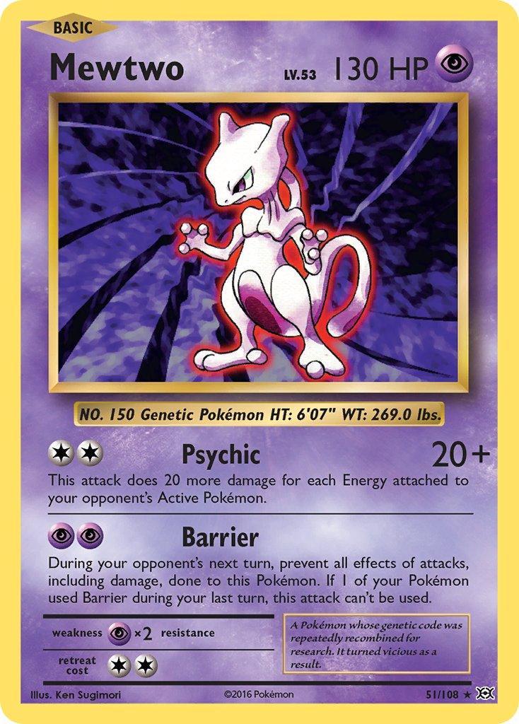 51, Holo Rare, Holofoil, Psychic, Psychic[×2], XY: Evolutions Mewtwo (51/108) (Theme Deck Exclusive) [XY: Evolutions] - Trading Card World