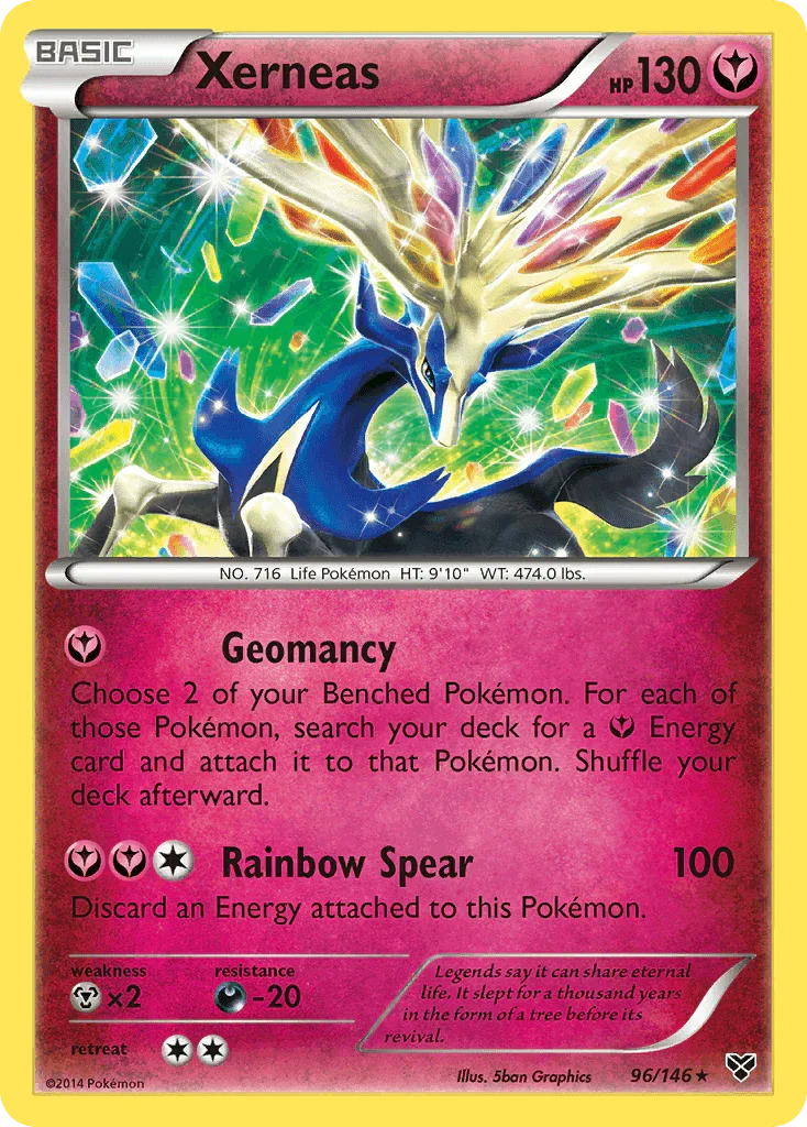 96, Darkness[-20], Fairy, Metal[×2], Normal, Rare, Reverse Holofoil, XY: Base Set Xerneas (96/146) [XY: Base Set] - Trading Card World