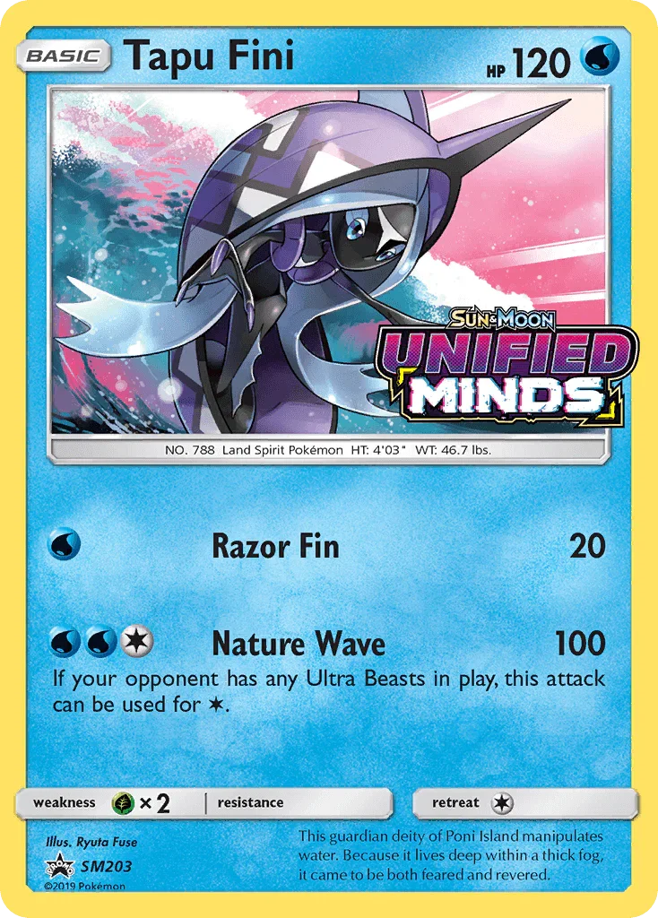 Black Star Promo, Grass[×2], Holofoil, SM203, Sun & Moon: Black Star Promos, Water Tapu Fini (SM203) [Sun & Moon: Black Star Promos] - Trading Card World