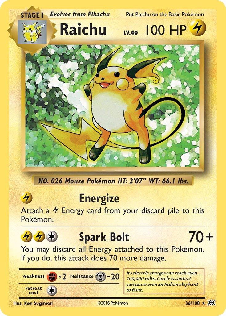 36, Fighting[×2], Lightning, Metal[-20], Normal, Rare, XY: Evolutions Raichu (36/108) (Theme Deck Exclusive) [XY: Evolutions] - Trading Card World