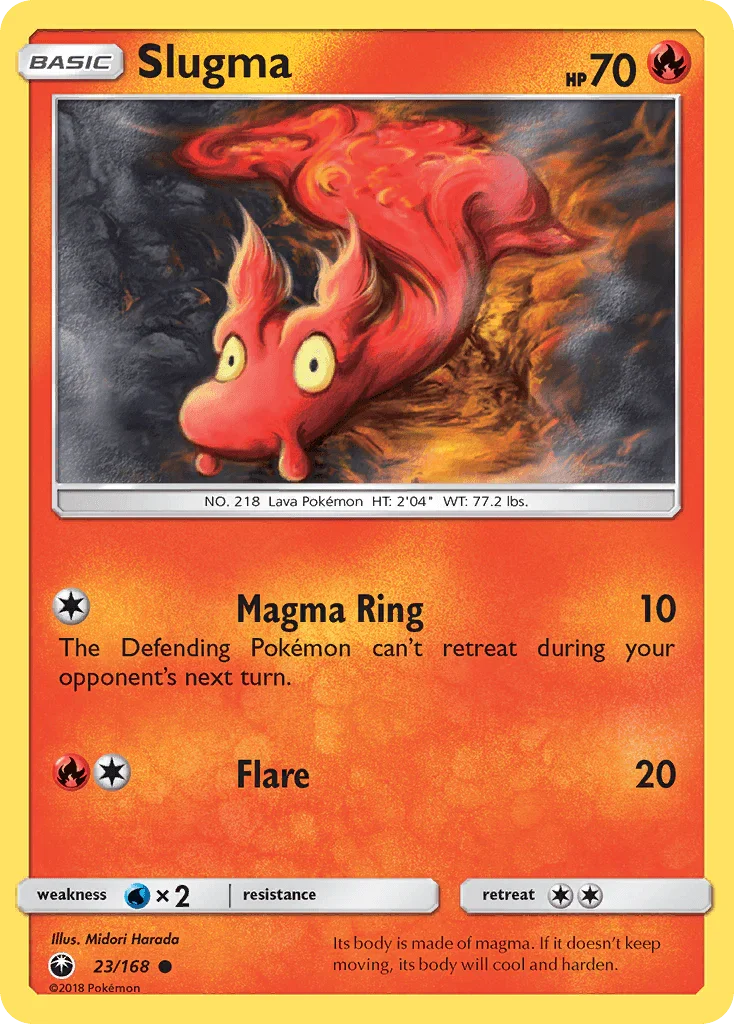 23, Common, Fire, Normal, Reverse Holofoil, Sun & Moon: Celestial Storm, Water[×2] Slugma (23/168) [Sun & Moon: Celestial Storm] - Trading Card World
