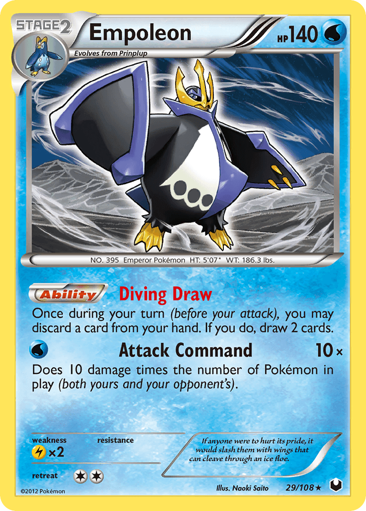 29, Black & White: Dark Explorers, Holo Rare, Holofoil, Lightning[×2], Reverse Holofoil, Water Empoleon (29/108) [Black & White: Dark Explorers] - Trading Card World