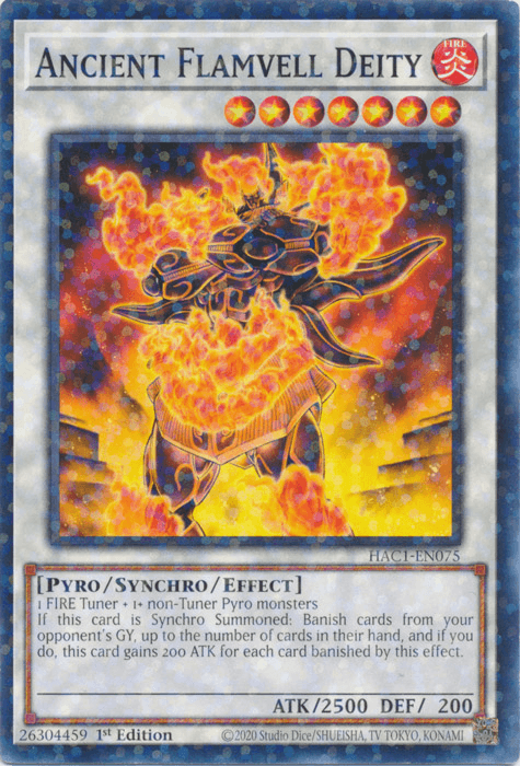 1st Edition, Fire, Hidden Arsenal: Chapter 1, Parallel Rare, Pyro, Synchro/Effect Monster Ancient Flamvell Deity (Duel Terminal) [HAC1-EN075] Parallel Rare - Trading Card World