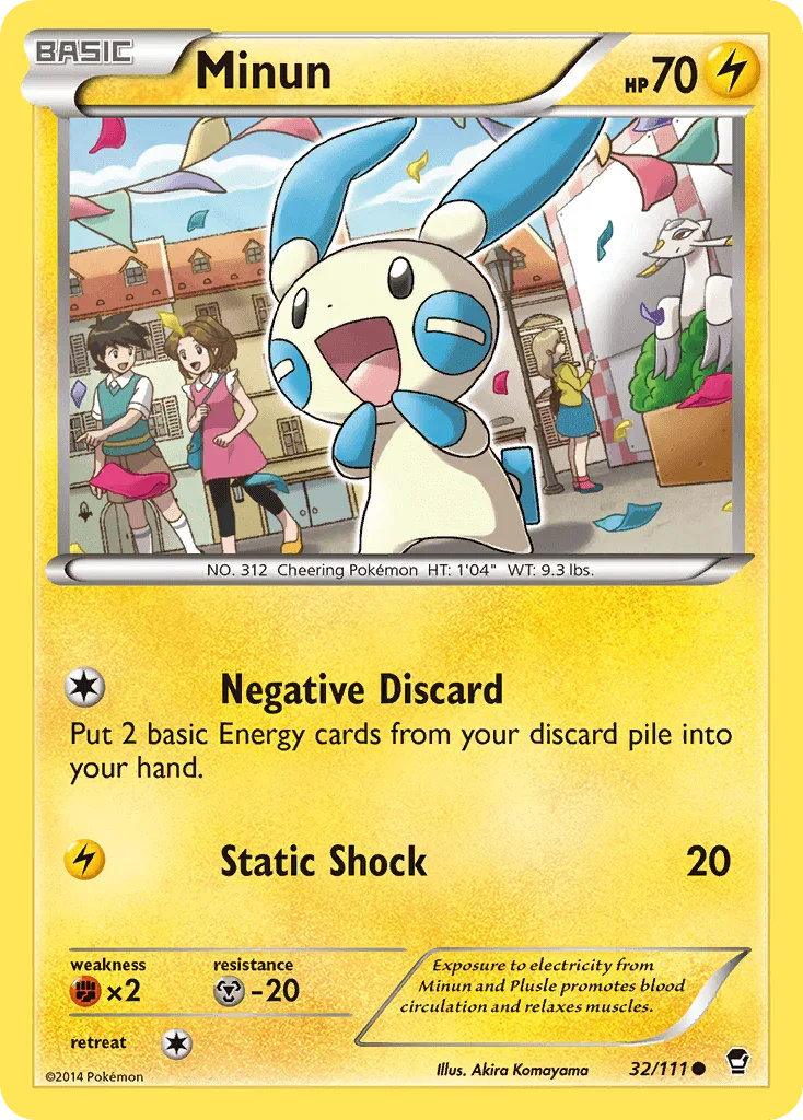32, Common, Fighting[×2], Lightning, Metal[-20], Normal, Reverse Holofoil, XY: Furious Fists Minun (32/111) [XY: Furious Fists] - Trading Card World