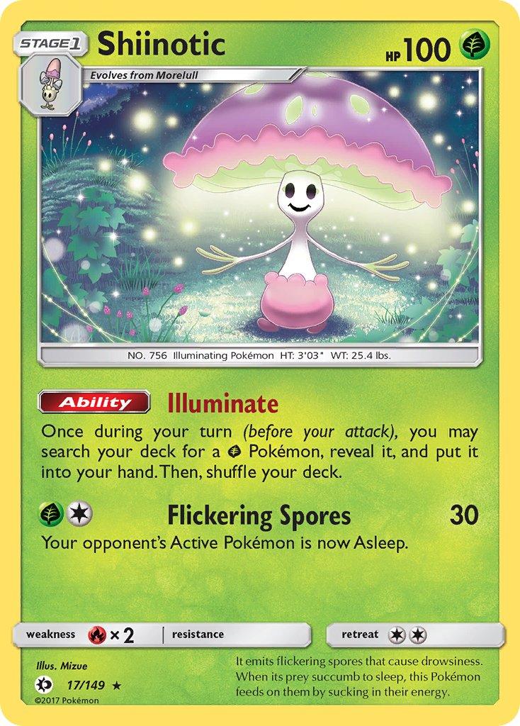 17, Fire[×2], Grass, Normal, Rare, Sun & Moon: Base Set Shiinotic (17/149) (Theme Deck Exclusive) [Sun & Moon: Base Set] - Trading Card World
