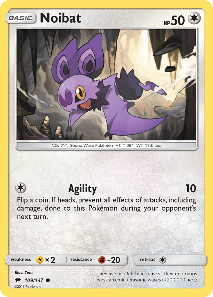109, Colorless, Common, Fighting[-20], Lightning[×2], Normal, Reverse Holofoil, Sun & Moon: Burning Shadows Noibat (109/147) [Sun & Moon: Burning Shadows] - Trading Card World