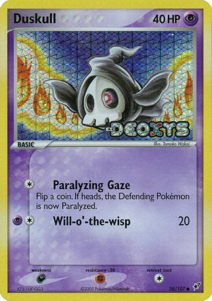 58, Common, Darkness[×2], EX: Deoxys, Fighting[-30], Psychic, Reverse Holofoil Duskull (58/107) (Stamped) [EX: Deoxys] - Trading Card World