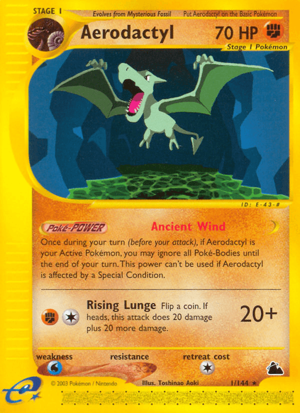 Fighting, Normal, Rare, Reverse Holofoil, Skyridge, Water[×2] Aerodactyl (1/144) [Skyridge] - Trading Card World