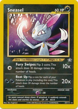 25, Darkness, Neo Genesis Unlimited, Normal, Psychic[-30], Rare Sneasel (25/111) [Neo Genesis Unlimited] - Trading Card World