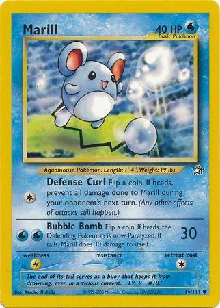 66, Common, Lightning[×2], Neo Genesis Unlimited, Normal, Water Marill (66/111) [Neo Genesis Unlimited] - Trading Card World