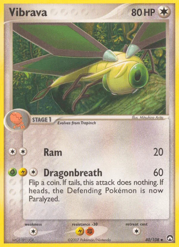 40, Colorless, Colorless[×2], EX: Power Keepers, Fighting[-30], Lightning[-30], Normal, Uncommon Vibrava (40/108) [EX: Power Keepers] - Trading Card World