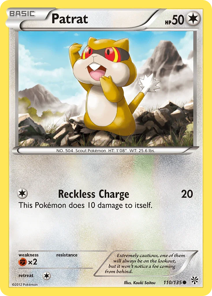 110, Black & White: Plasma Storm, Colorless, Common, Fighting[×2], Normal, Reverse Holofoil Patrat (110/135) [Black & White: Plasma Storm] - Trading Card World
