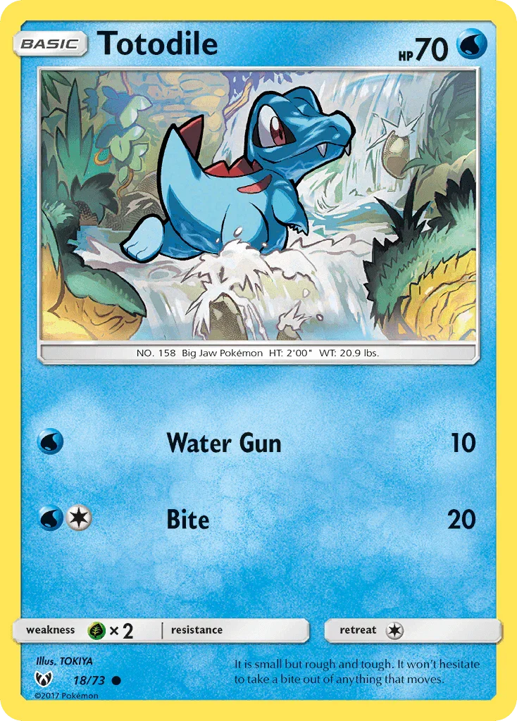 18, Common, Grass[×2], Normal, Reverse Holofoil, Sun & Moon: Shining Legends, Water Totodile (18/73) [Sun & Moon: Shining Legends] - Trading Card World