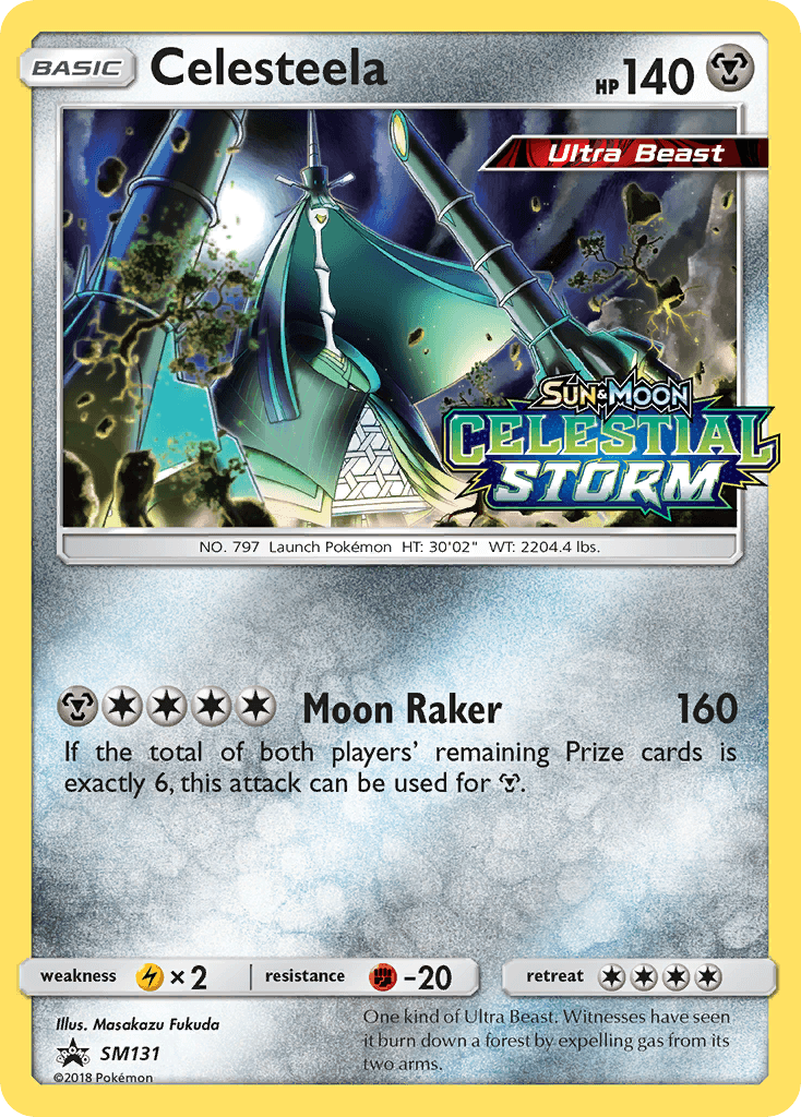 Black Star Promo, Fighting[-20], Holofoil, Lightning[×2], Metal, SM131, Sun & Moon: Black Star Promos Celesteela (SM131) [Sun & Moon: Black Star Promos] - Trading Card World