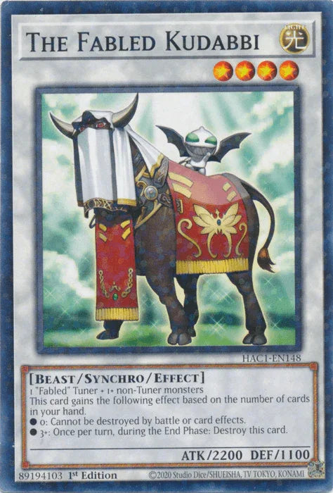 1st Edition, Beast, Common, Hidden Arsenal: Chapter 1, Light, Synchro/Effect Monster The Fabled Kudabbi (Duel Terminal) [HAC1-EN148] Common - Trading Card World