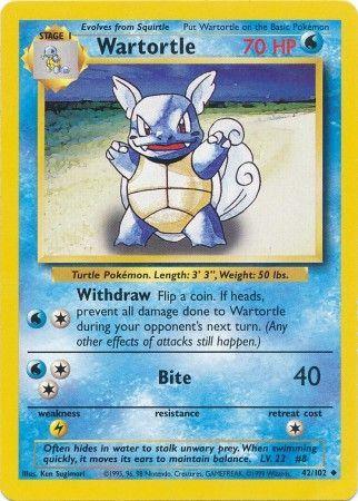 42, Base Set Unlimited, Lightning[×2], Normal, Uncommon, Water Wartortle (42/102) [Base Set Unlimited] - Trading Card World