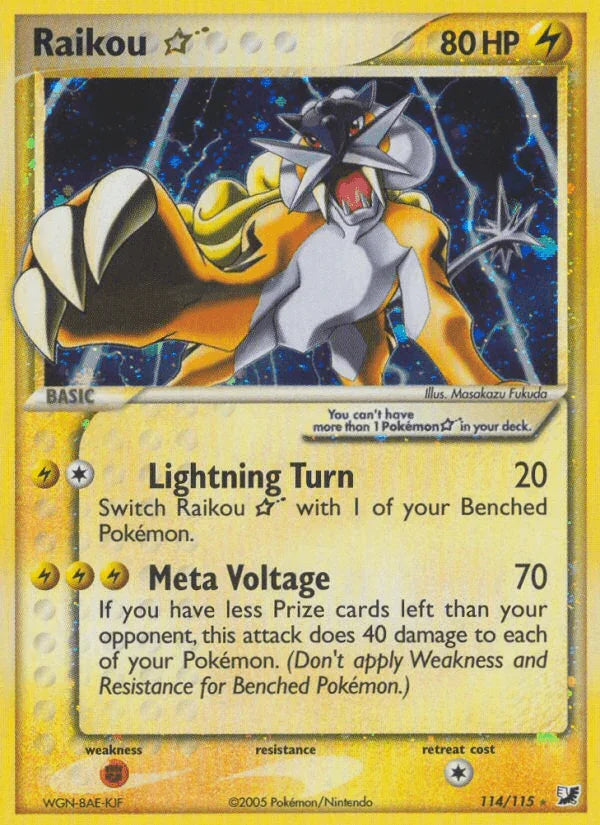 114, EX: Unseen Forces, Fighting[×2], Holofoil, Lightning, Ultra Rare Raikou Star (114/115) [EX: Unseen Forces] - Trading Card World