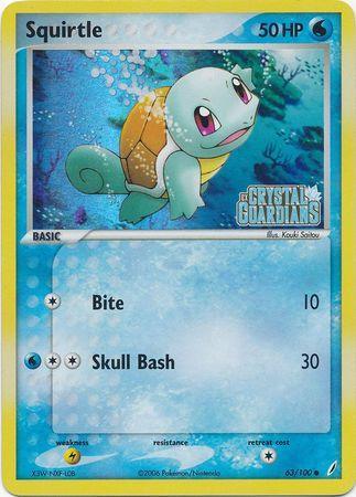 63, Common, EX: Crystal Guardians, Lightning[×2], Reverse Holofoil, Water Squirtle (63/100) (Stamped) [EX: Crystal Guardians] - Trading Card World