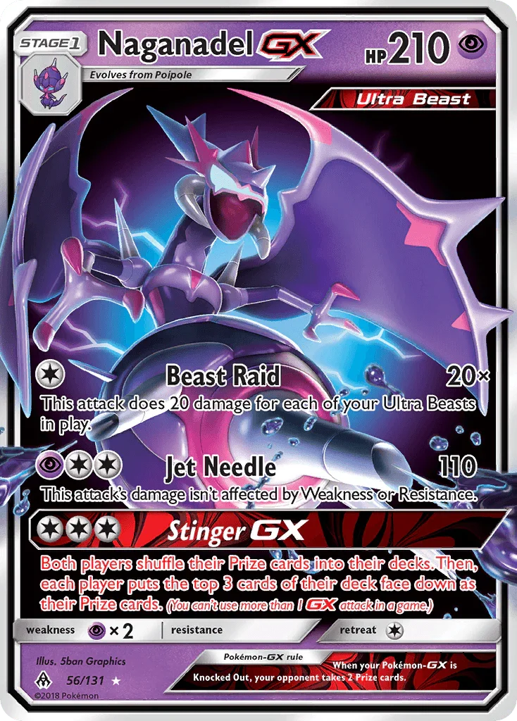 56, Holofoil, Psychic, Psychic[×2], Sun & Moon: Forbidden Light, Ultra Rare Naganadel GX (56/131) [Sun & Moon: Forbidden Light] - Trading Card World