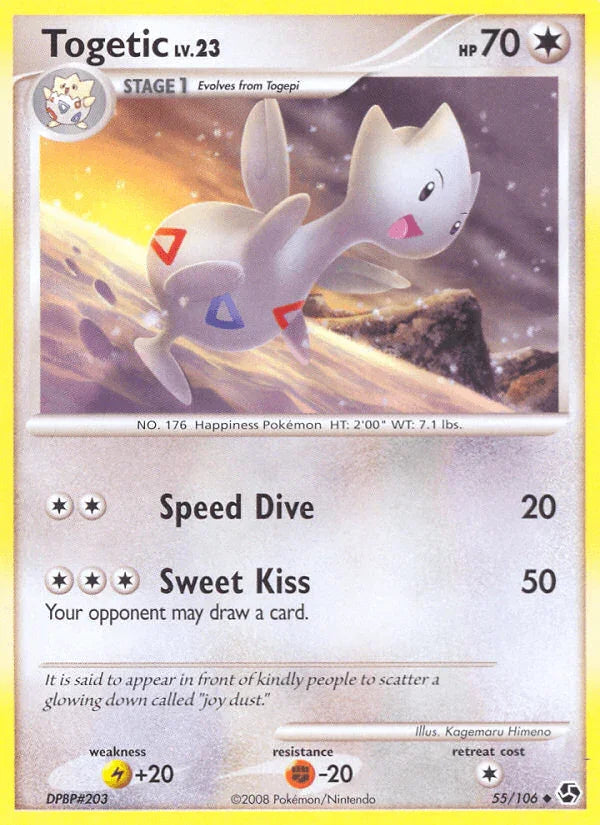 55, Colorless, Diamond & Pearl: Great Encounters, Fighting[-20], Lightning[+20], Normal, Reverse Holofoil, Uncommon Togetic (55/106) [Diamond & Pearl: Great Encounters] - Trading Card World