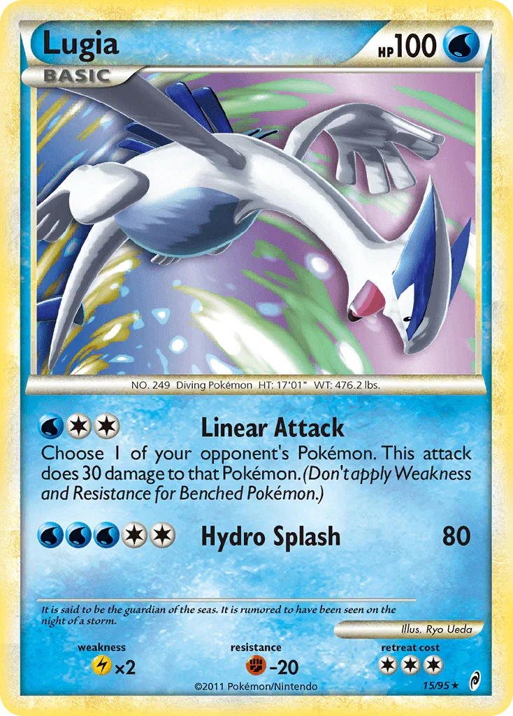 15, Fighting[-20], HeartGold & SoulSilver: Call of Legends, Holo Rare, Holofoil, Lightning[×2], Reverse Holofoil, Water Lugia (15/95) [HeartGold & SoulSilver: Call of Legends] - Trading Card World