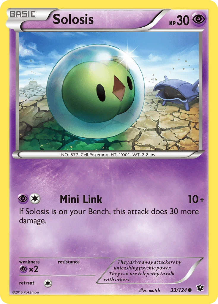 33, Common, Normal, Psychic, Psychic[×2], Reverse Holofoil, XY: Fates Collide Solosis (33/124) [XY: Fates Collide] - Trading Card World