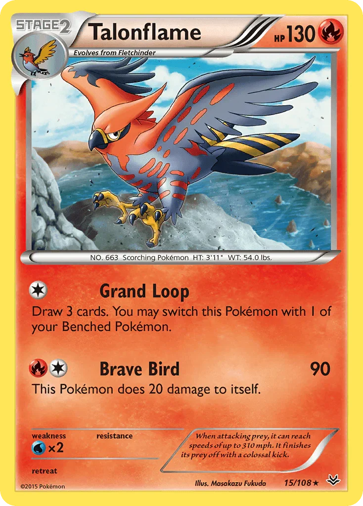 15, Fire, Normal, Rare, Reverse Holofoil, Water[×2], XY: Roaring Skies Talonflame (15/108) [XY: Roaring Skies] - Trading Card World