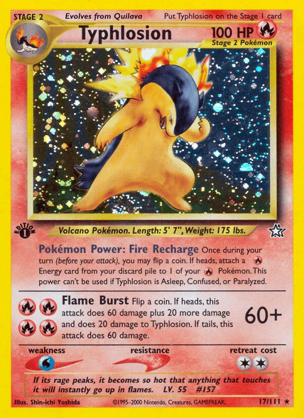 17, 1st Edition Holofoil, Fire, Holo Rare, Neo Genesis 1st Edition, Water[×2] Typhlosion (17/111) [Neo Genesis 1st Edition] - Trading Card World