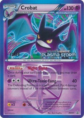 Black & White: Black Star Promos, BW51, Fighting[-20], Holofoil, Lightning[×2], Promo, Psychic Crobat Team Plasma (BW51) (Staff Prerelease Promo) [Black & White: Black Star Promos] - Trading Card World