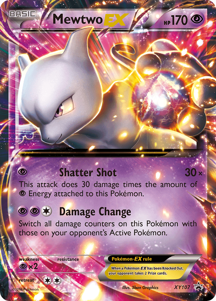 Holofoil, Promo, Psychic, Psychic[×2], XY107, XY: Black Star Promos Mewtwo EX (XY107) [XY: Black Star Promos] - Trading Card World